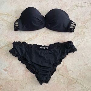 xhilaration Strappy Black Bikini Set
